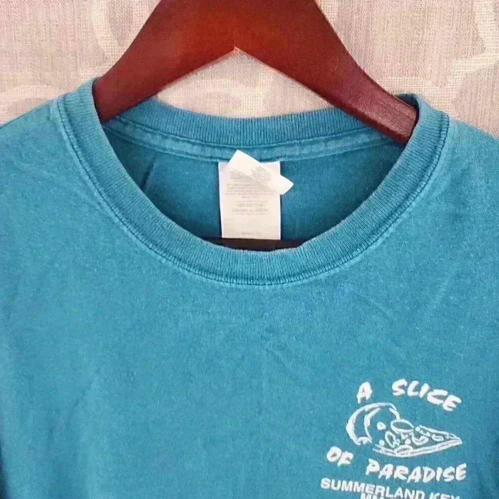 Vintage Gildan Cotton A Slice Of Paradise Short sleeve Blue T Shirt Men's M